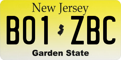 NJ license plate B01ZBC