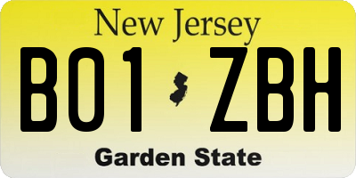 NJ license plate B01ZBH