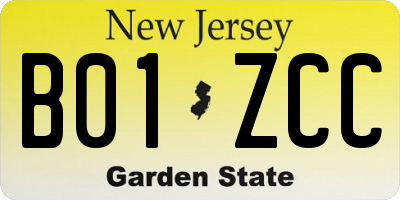 NJ license plate B01ZCC