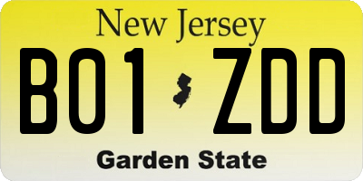 NJ license plate B01ZDD