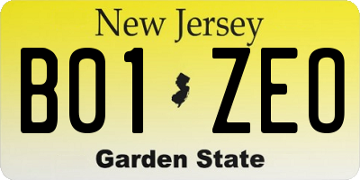 NJ license plate B01ZEO