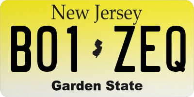 NJ license plate B01ZEQ