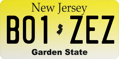 NJ license plate B01ZEZ