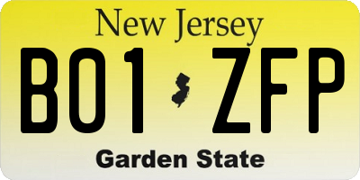 NJ license plate B01ZFP