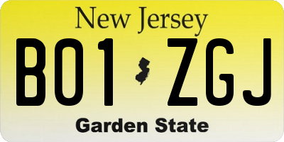 NJ license plate B01ZGJ