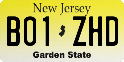 NJ license plate B01ZHD