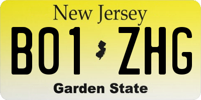 NJ license plate B01ZHG