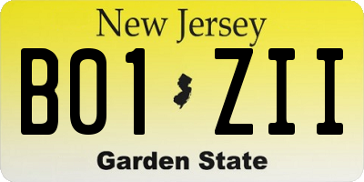 NJ license plate B01ZII
