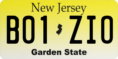 NJ license plate B01ZIO