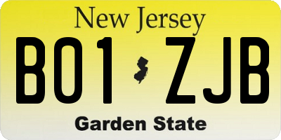 NJ license plate B01ZJB