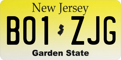 NJ license plate B01ZJG