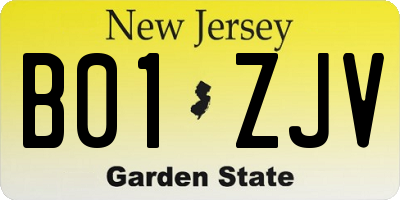 NJ license plate B01ZJV