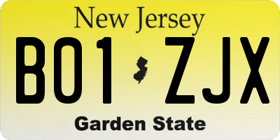NJ license plate B01ZJX