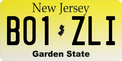 NJ license plate B01ZLI