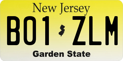 NJ license plate B01ZLM