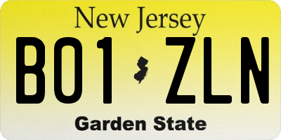 NJ license plate B01ZLN