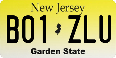 NJ license plate B01ZLU