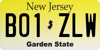 NJ license plate B01ZLW