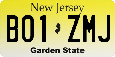 NJ license plate B01ZMJ