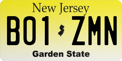 NJ license plate B01ZMN