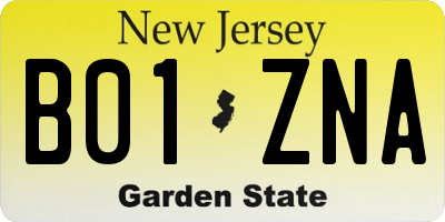 NJ license plate B01ZNA