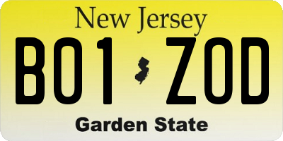NJ license plate B01ZOD