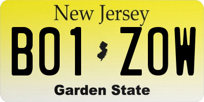 NJ license plate B01ZOW