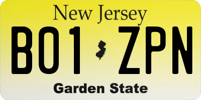 NJ license plate B01ZPN