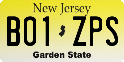 NJ license plate B01ZPS