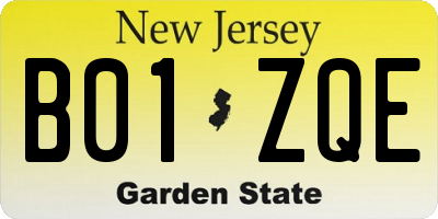 NJ license plate B01ZQE