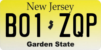 NJ license plate B01ZQP