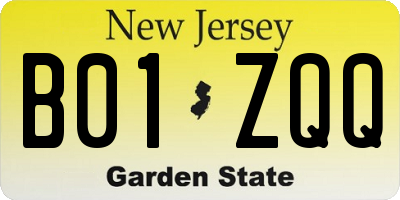 NJ license plate B01ZQQ