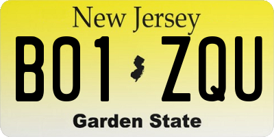 NJ license plate B01ZQU