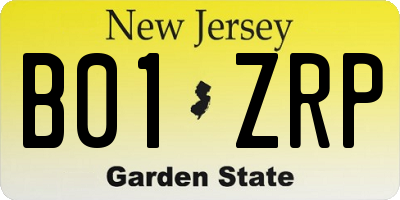 NJ license plate B01ZRP