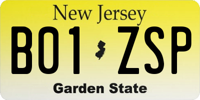 NJ license plate B01ZSP