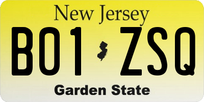 NJ license plate B01ZSQ