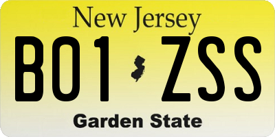 NJ license plate B01ZSS
