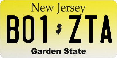 NJ license plate B01ZTA