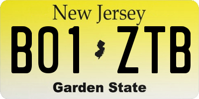 NJ license plate B01ZTB