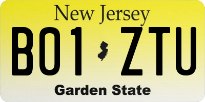 NJ license plate B01ZTU