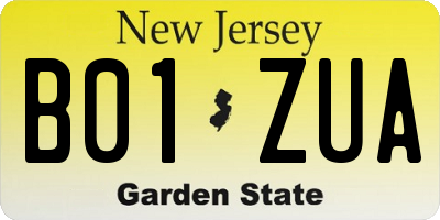 NJ license plate B01ZUA