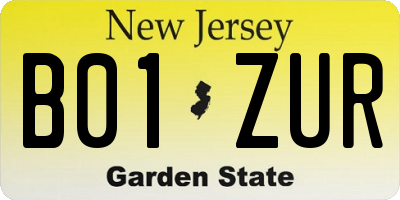 NJ license plate B01ZUR