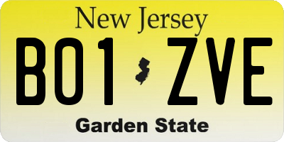 NJ license plate B01ZVE