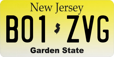 NJ license plate B01ZVG