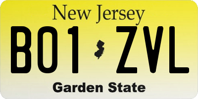 NJ license plate B01ZVL