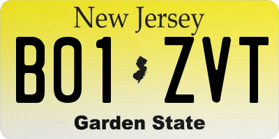 NJ license plate B01ZVT