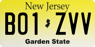 NJ license plate B01ZVV