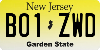 NJ license plate B01ZWD
