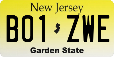 NJ license plate B01ZWE