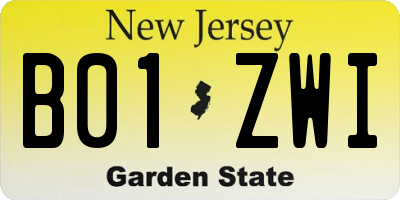 NJ license plate B01ZWI